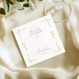 Serviette En Papier Un peu plus âgé Fushia et Vert Cocktail Anniversai