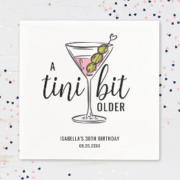 Serviette En Papier Un peu plus âgé Martini d'anniversaire dessiné à l