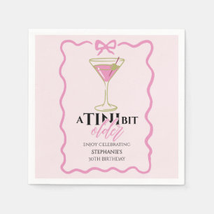 Serviette En Papier Un peu plus vieux Martini joli bordure rose annive