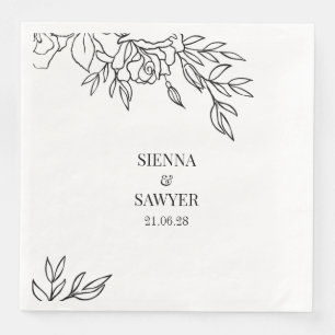 Serviette En Papier Un Pochoir De Mariage Rose Dîner Blanc Serviettes