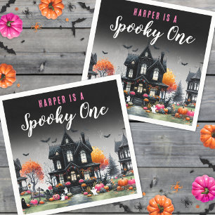 Serviette En Papier Un premier anniversaire rose Halloween Spooky
