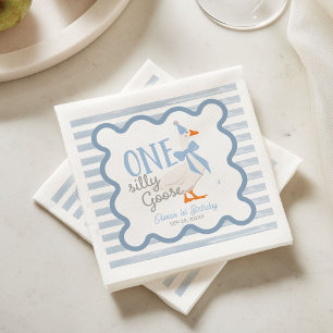 Serviette En Papier Un Ruban Bleu de l'Oie Idiote pour un 1er Annivers