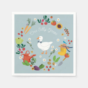 Serviette En Papier Un Silly Goose Farmer Jardin Thème Bleu