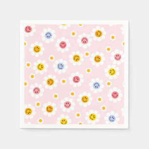 Serviette En Papier Un sourire premier anniversaire Daisy Pastel Girls