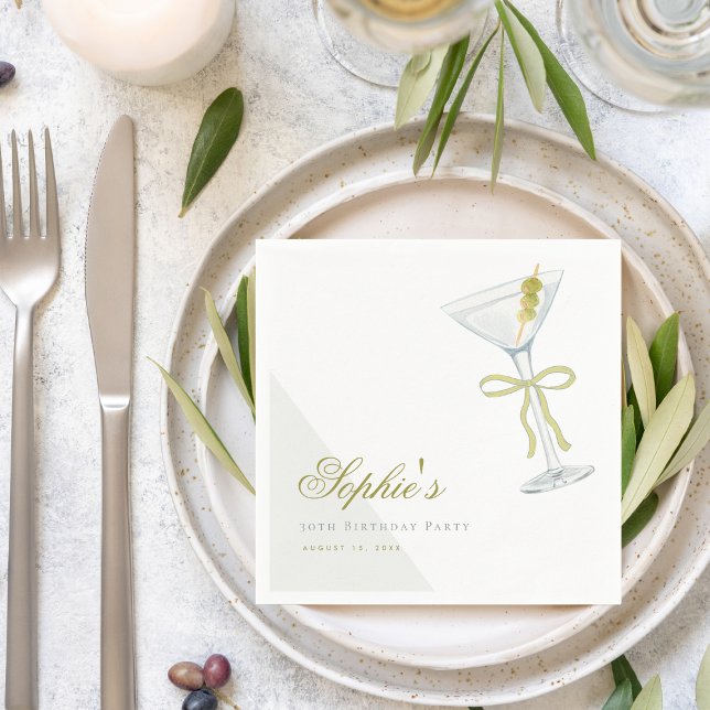 Serviette En Papier Un Tini Un Peu Plus Ancien Cocktail Olive Martini  (Créateur téléchargé)