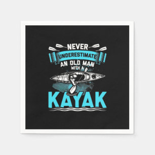 Serviette En Papier Un Vieux Homme Avec Un Kayak