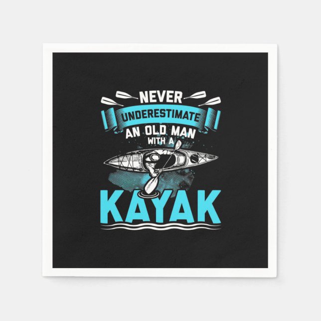 Serviette En Papier Un Vieux Homme Avec Un Kayak (Devant)