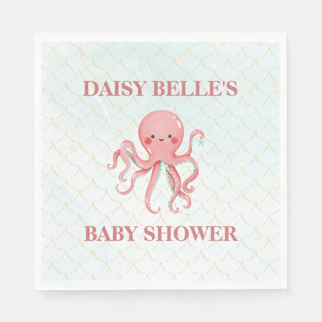 Serviette En Papier Under The Sea Mermaid Girls Baby Shower (Devant)