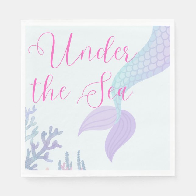 Serviette En Papier Under the Sea Mermaid Napkins (Devant)