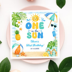 Serviette En Papier Une Au Soleil 1ère Fête de Piscine Anniversaire d'