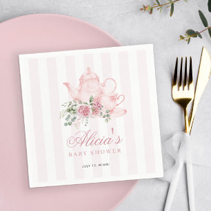 Serviette En Papier Une baby shower pour bébé avec un thème de thé en