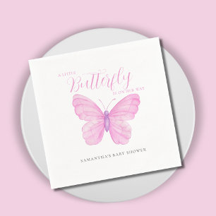 Serviette En Papier Une Baby Shower Rose Papillon