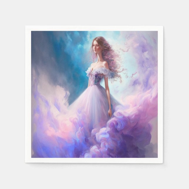 Serviette En Papier Une belle femme de fée. (Devant)