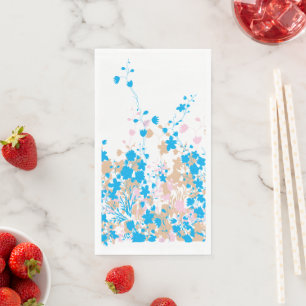 Serviette En Papier Une charmante structure fleurie bleue et rose se