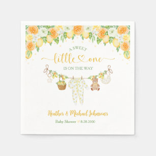 Serviette En Papier Une Douce Petite Fête de Naissance Fleurie Citron