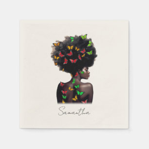 Serviette En Papier Une femme afro-américaine avec un Afro rempli de p
