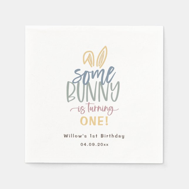 Serviette En Papier Une fête d'anniversaire de lapin (Devant)