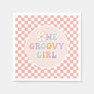 Serviette En Papier Une fille Super Pink Daisy Checker