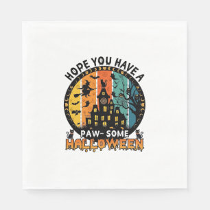 Serviette En Papier Une Maison Hantée d'Halloween de Sorcière de Chats