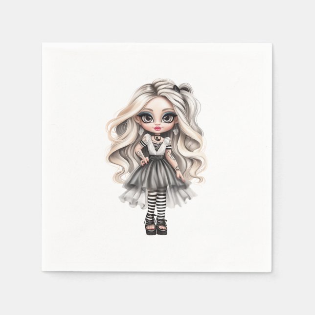 Serviette En Papier Une mignonne fille Halloween collection de design  (Devant)