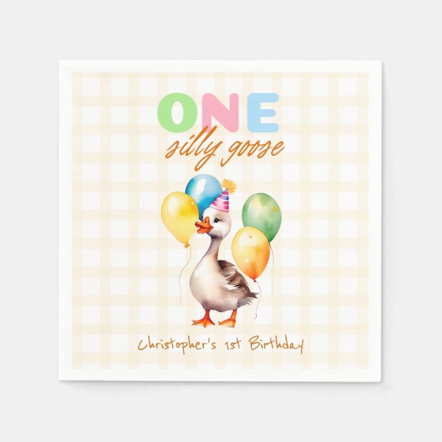 Serviette En Papier Une oie sotte Jaune Genre En vichy neutre (Devant)