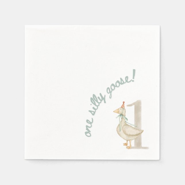 Serviette En Papier Une oie sotte premier anniversaire Napkin (Devant)