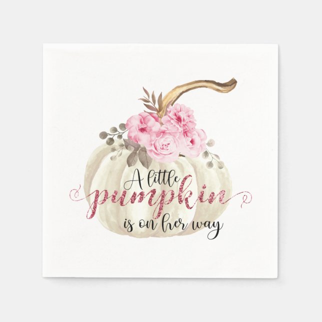 Serviette En Papier Une Petite Aquarelle Citrouille Rose Floral (Devant)