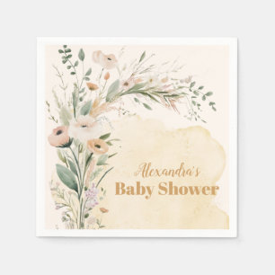 Serviette En Papier Une petite Baby Shower bohème aux fleurs sauvages