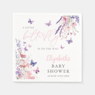 Serviette En Papier Une petite Baby Shower florale papillon sauvage