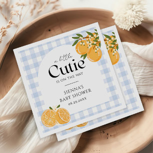 Serviette En Papier Une petite cutie orange gingham bébé citrus Shower