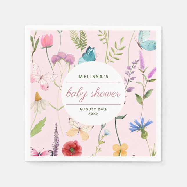 Serviette En Papier Une Petite Fleur sauvage Invitation Baby shower fi (Devant)