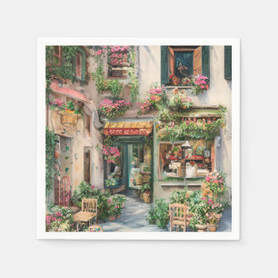 Serviette En Papier Une scène de rue italienne Série de conception d'é