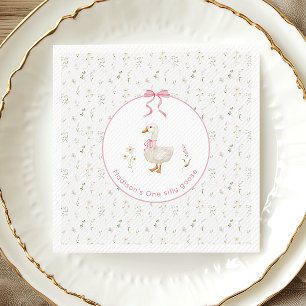 Serviette En Papier Une Silly Goose Vintage Floral 1er Anniversaire