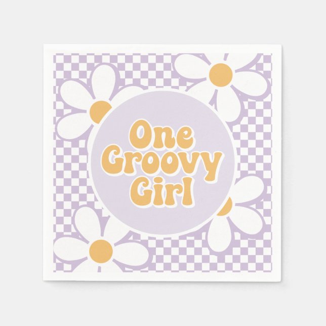 Serviette En Papier Une Super fille Purple Daisy Checker (Devant)