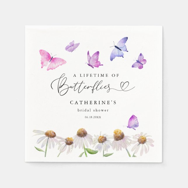 Serviette En Papier Une vie de papillons Élégante Fête des mariées (Devant)