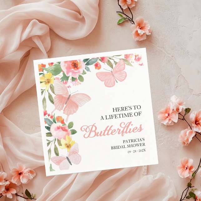 Serviette En Papier Une vie de papillons Fête des mariées Floral (Créateur téléchargé)