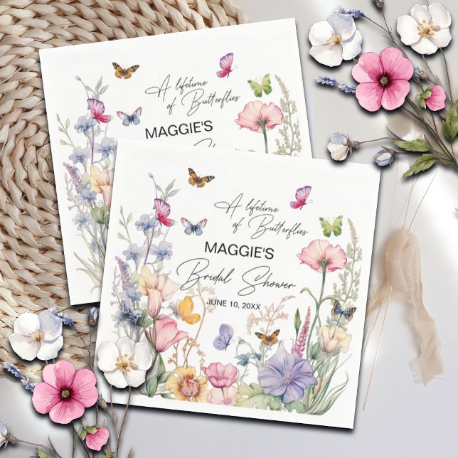 Serviette En Papier Une vie de papillons Fleur sauvage Fête des mariée (Créateur téléchargé)