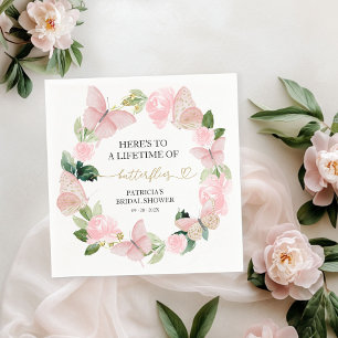 Serviette En Papier Une vie de papillons Shower rose pour la mariée