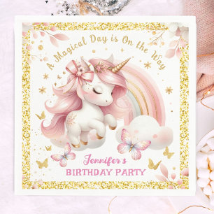 Serviette En Papier Unicorn Anniversaire Fille Blush Rose & Or