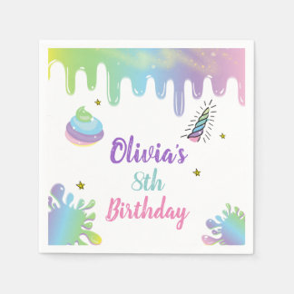 Serviette En Papier Unicorn arc-en-ciel Slime Anniversaire