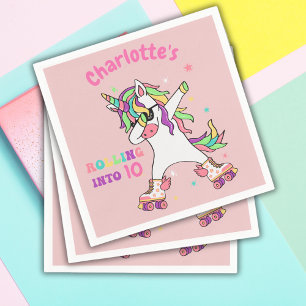 Serviette En Papier Unicorn Dabbing Roller Patinage Anniversaire