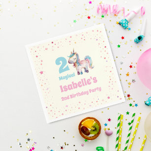 Serviette En Papier Unicorn Deux Magiques 2e fête d'anniversaire