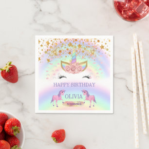 Serviette En Papier Unicorn fête Rainbow 1er Anniversaire whimsday gir