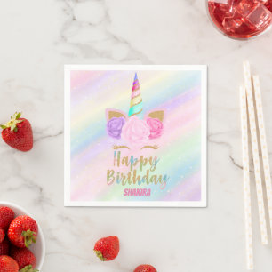 Serviette En Papier Unicorn Joyeux anniversaire