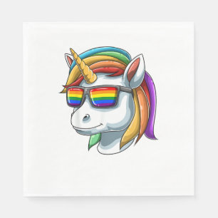 Serviette En Papier Unicorn LGBT Unicorne avec LGBT Lunettes de soleil