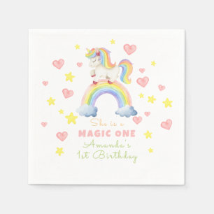 Serviette En Papier Unicorn Rainbow Magic One First Birthday