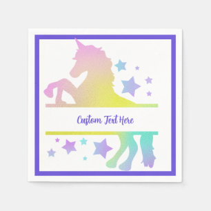 Serviette En Papier Unicorn Rainbow Pastel couleurs Personnalisées