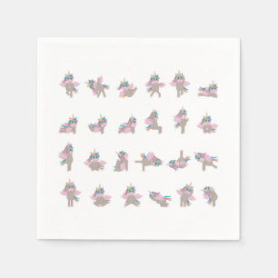 Serviette En Papier Unicorn Yoga Poses Design Motif