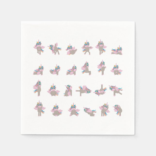 Serviette En Papier Unicorn Yoga Poses Design Motif (Devant)