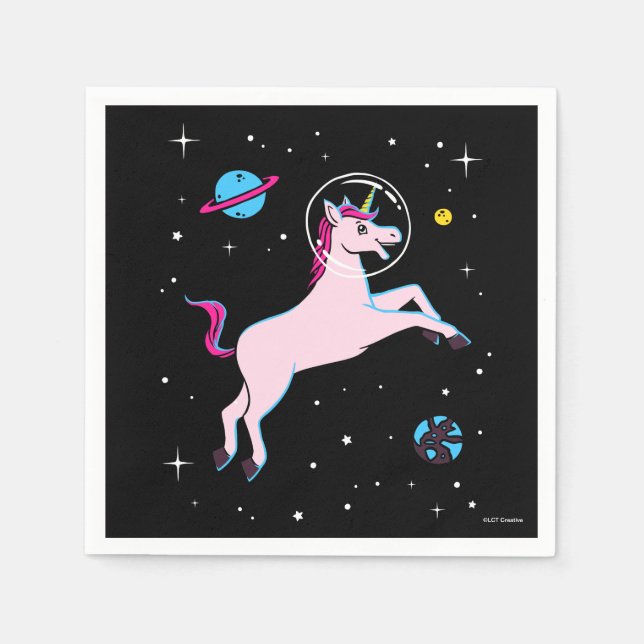 Serviette En Papier Unicorne Animaux Dans L'Espace (Devant)